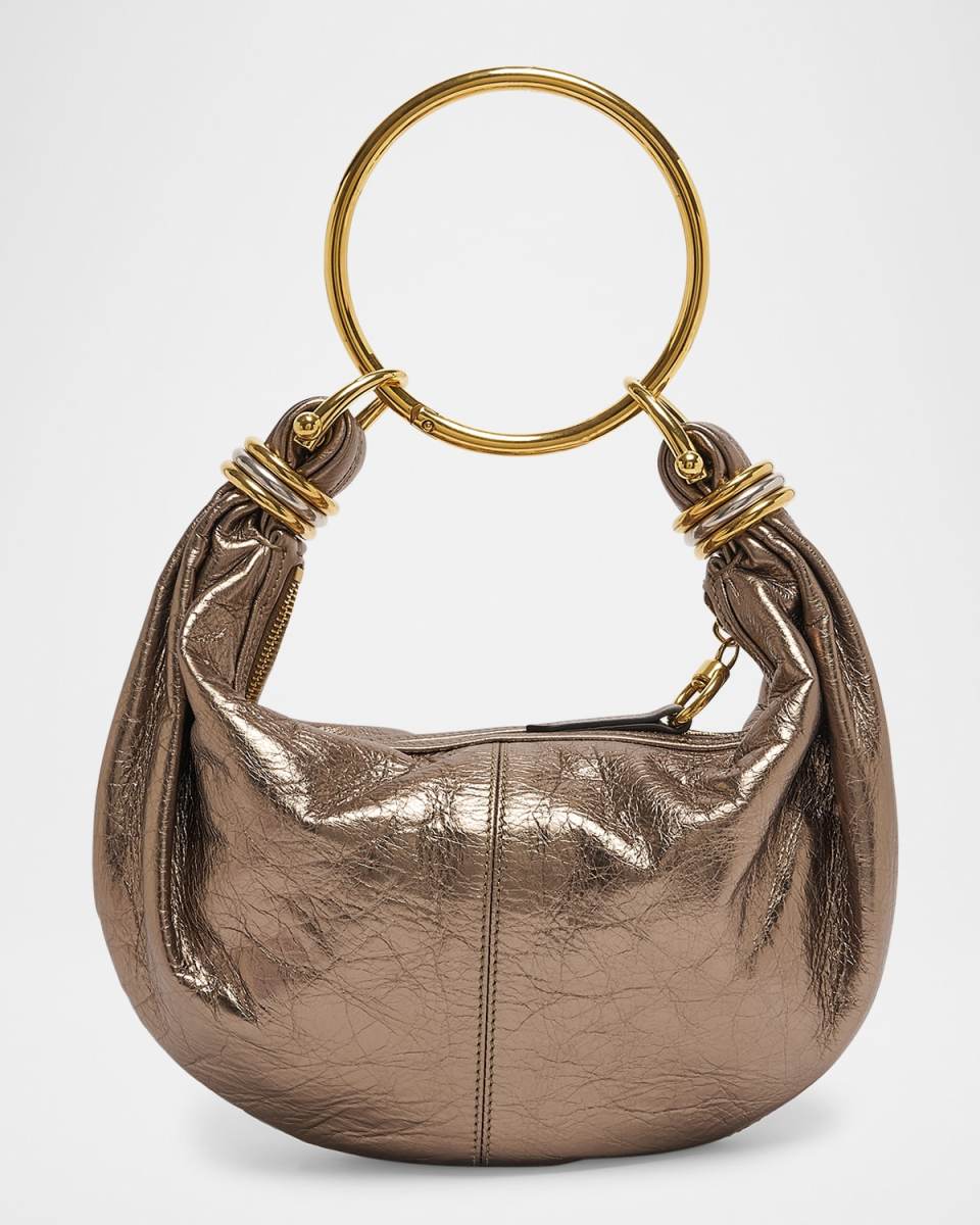 Bracelet Top-Handle Bag in Metallic Calfskin
